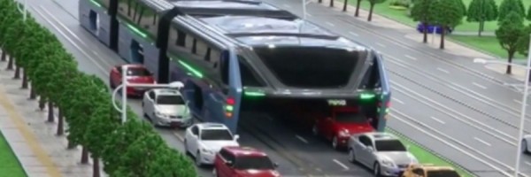 Ônibus futurista chinês visa acabar com os congestionamentos no trânsito